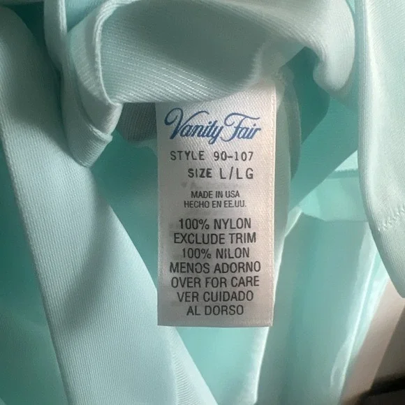 Vintage Vanity Fair Pajama Set 3 Piece Sea Foam Aqua Large - Picture 6 of 7